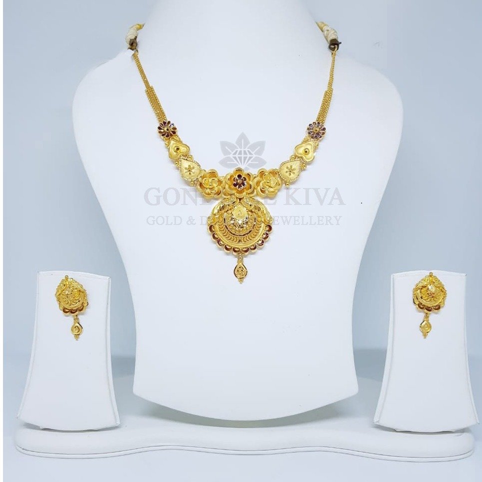 22kt gold necklace set gnh28 - gft hm54