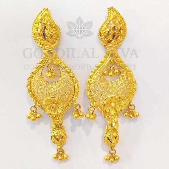 22K Yellow Gold Jeweled Chandbali Earrings (25.8gm) – Virani Jewelers