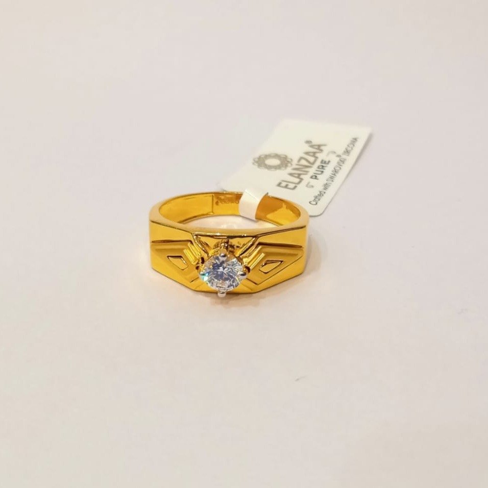 22kt gold cz single stone ring for men gk-r06