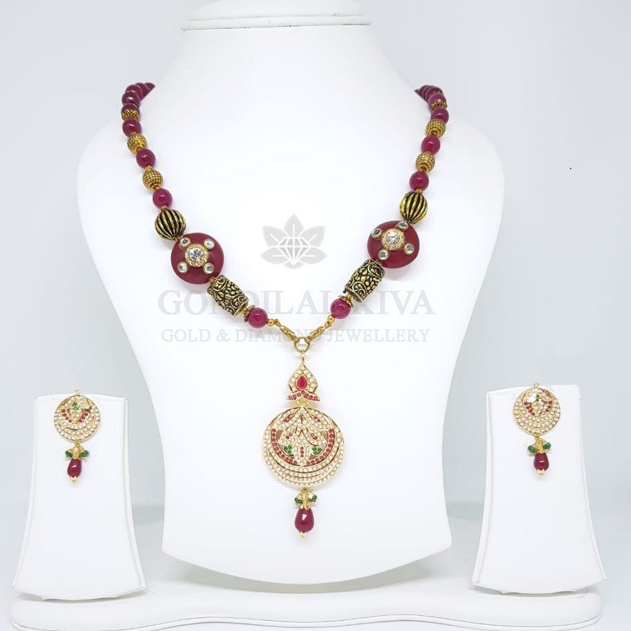 18kt gold necklace set gsl166 - gft413