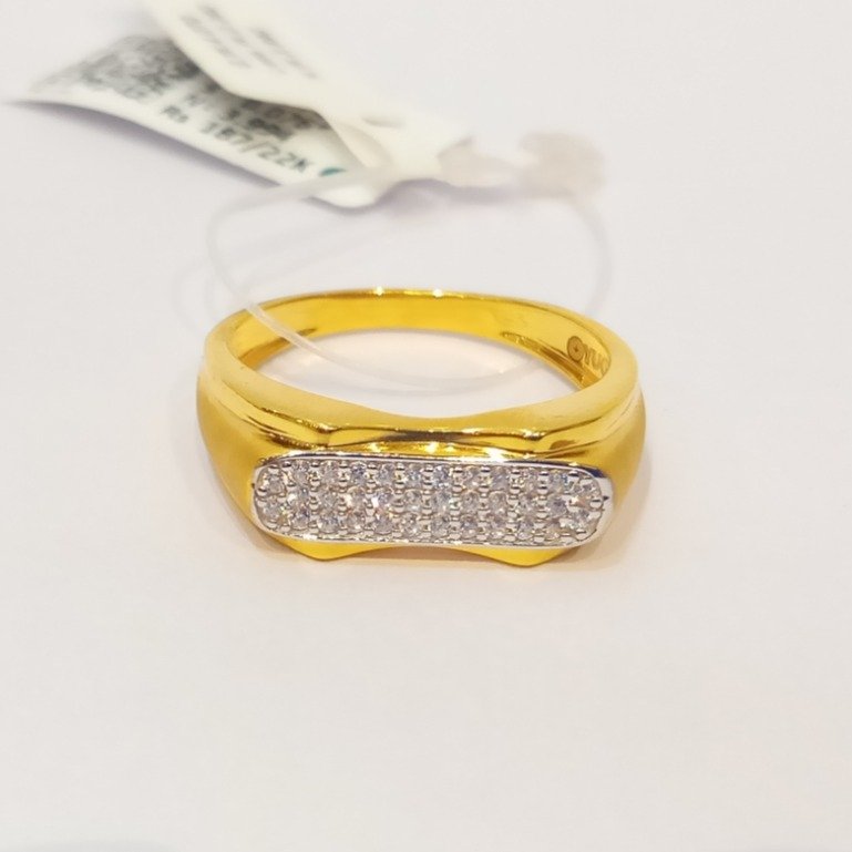 22kt gold cz fancy gents ring gk-r05