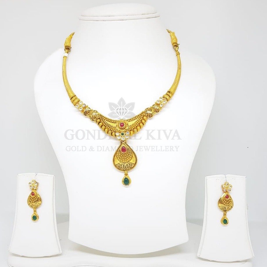22kt gold necklace set gnh25 - gft hm50